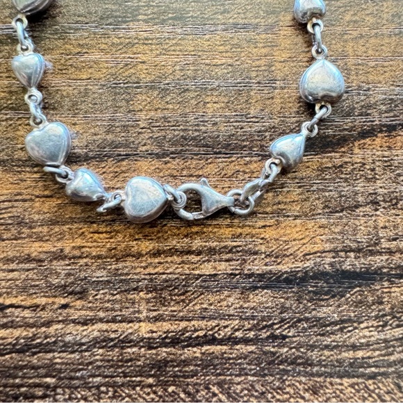 Sterling Silver 925 Heart Charm Bracelet 7.5” - Picture 3 of 7